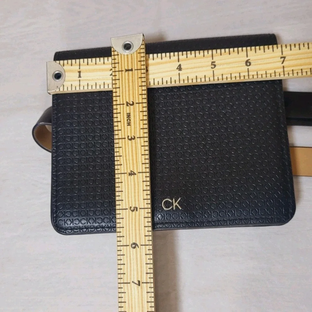 Calvin Klein Wide Flap Embossed Monogram Belt Bag‎ Black - Interior Defect
